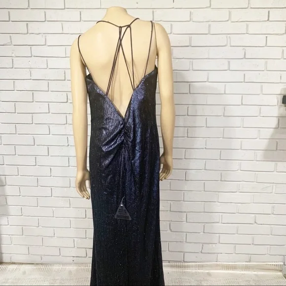 bariano blue sequin dress Oprah Cape Gown B47D28L by Bariano main image 0